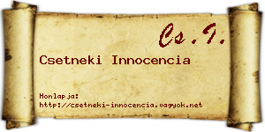 Csetneki Innocencia névjegykártya